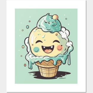 Happy Ice cream cone Posters and Art